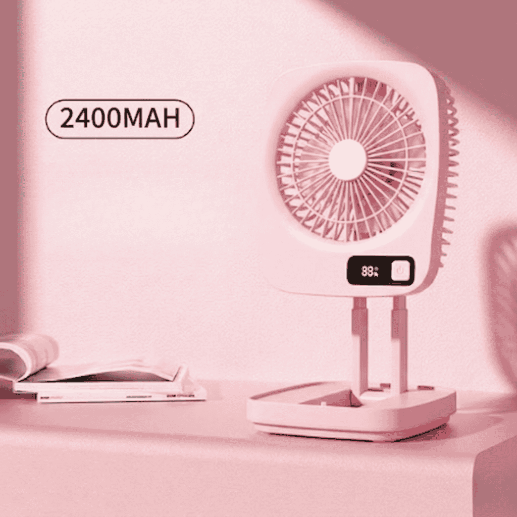 Rechargeable Soft Light Desktop Silent Foldable Electric Table Fan (JK-F666)pink